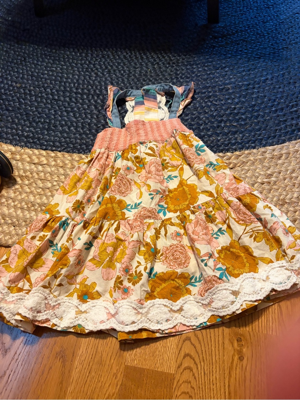 Matilda Jane Floral Tiered Sundress in Pink, Mustard & Teal